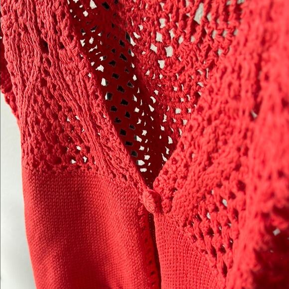 NWT Coldwater Creek Coral Crochet Craze Knit Short Sleeve Cardigan Sweater - 1X - Picture 9 of 10